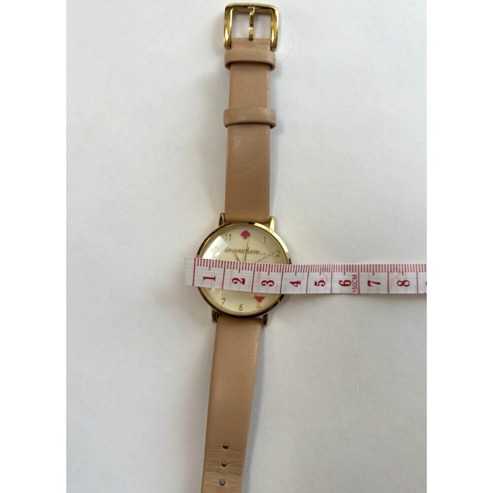 Kate Spade Metro Vachetta Watch Gold Beige Leather 5 O'Clock Somewhere 34mm - Picture 7 of 7